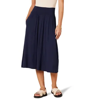 Amazon Essentials Damen Midirock aus Jersey zum Hineinschlüpfen, Marineblau, L