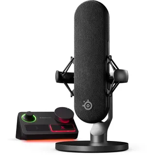 SteelSeries Alias Pro Kit – XLR-Mikrofon + Stream-Mixer – 3 Mal größere Kapsel fürs Gaming, Streaming und Podcasting – USB/XLR-Schnittstelle – Benutzerdefinierte Steuerung – RGB – Einzel- oder Dual-PC