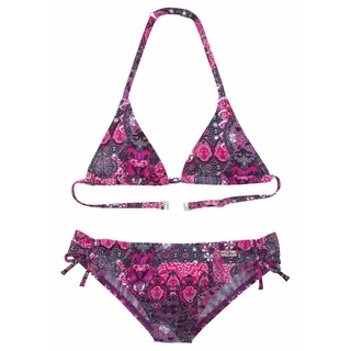 Triangel-Bikini BUFFALO "Shari Kids", Jungen, Gr. 158/164, N-Gr, lila (aubergine, bedruckt), Polyamid, Paisleymuster, Bikini-Sets Triangel-Bikini, im Folklore-Print