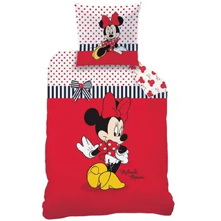 CTI Biber Bettwäsche Minnie Sweetie Flanell 80x80 cm 135x200 cm, Rot, (135 x 200 cm)