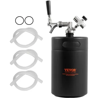 VEVOR Bierzapfanlage Mini Bierfass Bierbraugerät 5 L, Tragbares Druckfass-Set Mini Edelstahl Fass Bier Growler System mit Einstellbarem Hahn 27 °C, Fassbier Hausbrauerei Frisch und Kohlensäurehaltig