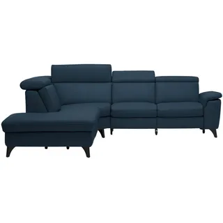 Cantus Ecksofa , Dunkelblau , Leder , Echtleder , Color-Finish-Leder , Uni , Ottomane links, L-Form , 289x239 cm , Typenauswahl, Bettkasten erhältlich, Fußauswahl, Lederauswahl, Stoffauswahl, seitenverkehrt erhältlich, Hocker erhältlich, Rückenfutter , Wohnzimmer, Sofas & Couches, Wohnlandschaften, Ecksofas