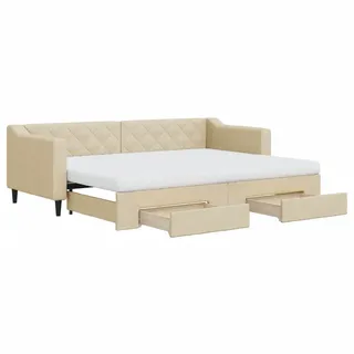 vidaXL Tagesbett Ausziehbar mit Schubladen Creme 80x200 cm Stoff - Creme