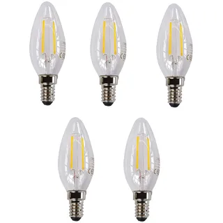 Provance LED Lampe Energiesparlampe E14 5er Set LED Kerze Filament 5x 2 Watt 5 x 250 Lumen warmweiss 2700K A++ entspricht einer 25W Standard Lampe NICHT DIMMBAR