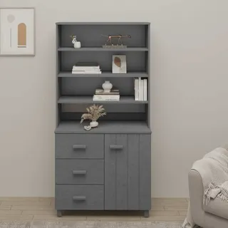 vidaXL Highboard HAMAR Massivholz Kiefer Dunkelgrau - Grau