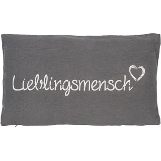 KAMACA Lieblingsmensch Kissen 30x50 cm Flauschig gefülltes Kuschelkissen grau mit Aufschrift und Reißverschluss Geschenk für Partner, Freundin, Kollegen oder Familie Bezug aus 100% Baumwolle (GRAU)