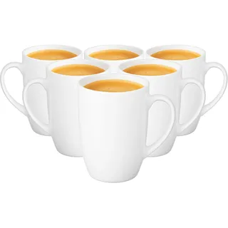 Glasmark KROSNO 1992 Tasse Set 6 Stück Kaffeetassen Keramik Tassen Teetasse Groß 590 ml Weiß