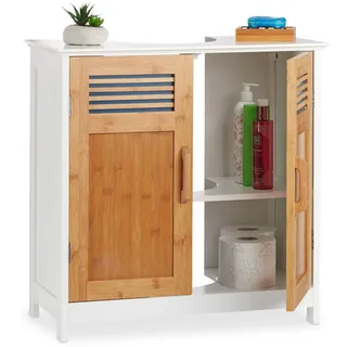 Relaxdays Waschbeckenunterschrank 60 x 60 x 30 cm Natur/Weiß