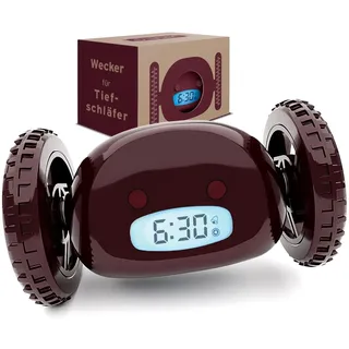 CLOCKY Lauter Wecker Digital Wecker Laut für tiefschläfer Erwachsene Jugendliche Lustig für schwerhörige schwere Schläfer auf Rädern Weglaufen Fahrender Springen Wegrollen Lustiges Geschenk (Wein)