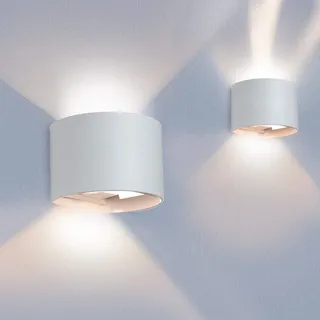 BELLALICHT LED Wandleuchte Innen Außen Warmweiß 2er Set mit Einstellbar Abstrahlwinkel Up Down 12W IP65 Wasserdicht Wandlampe für Bad Flur Kinderzimmer Treppenhaus Wohnzimmer Schlafzimmer