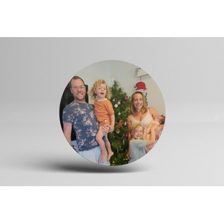 Einzigartig Personalisiert Runde Keramik Weihnachtsbaum Ornament Bild &