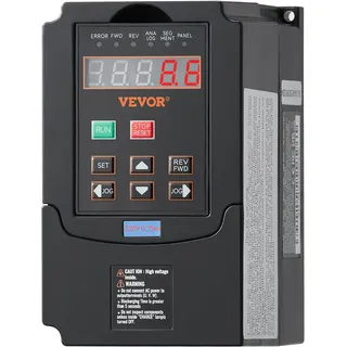 Vevor Frequenzumrichter VFD 1 PS, 0,75 kW, 3,5 A, 1- oder 3-phasiger 220-V-Eingang auf 3-phasigen 220-V-Ausgang, 40–60 Hz Eingang, 0–400 Hz Ausgang, VFD
