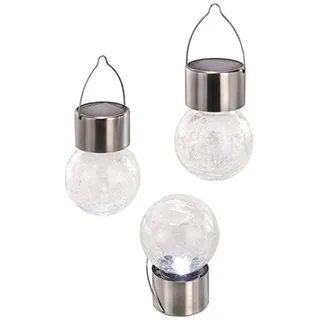 esotec Kugelleuchte Edelstahl/Glas 6,0 cm 3er Set kaltweiß