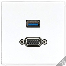Jung USB 3.0/vga Platte für LS-Serie mit Metallring Elfenbeinweiß