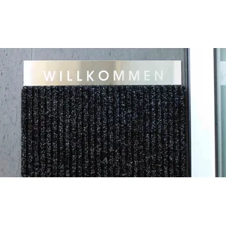 Fußmatte Edelstahlschild mit Lasenschriftzug WILLKOMMEN 1057-02 ARTIKEL-Design - Grau