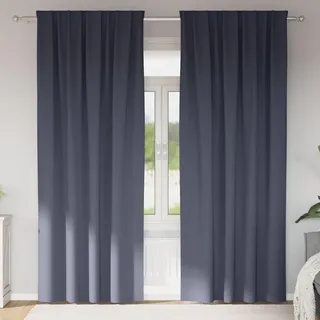 Verdunkelungs-Vorhänge mit Ringen 2 pcs Anthrazit 245 x 140 cm - Grau