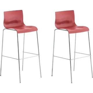 CLP 2er Set Barhocker Hover Kunststoff 4-Fuß Gestell 4-Fuß Gestell rot Gestell Farbe schwarz - Rot