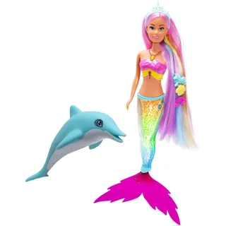 Steffi Love Simba Steffi Love Mermaizing – Meerjungfrau-Puppe mit Regenbogen-Lichtfunktion, extra langem Haar, Delfinfigur & Haarclips, 39 cm groß, Try-Me Funktion, ab 3 Jahren