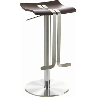 Novel Barhocker , Wengefarben, Edelstahlfarben , Holz, Metall , Wenge , furniert , Säule, Bodenplatte , 36x58-85x34 cm , Typenauswahl, Sitzfläche 360° drehbar , Esszimmer, Stühle, Hocker