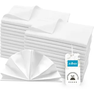 ZOLLNER 25er Set Mundservietten 100% Baumwolle, 50x50 cm, Weiß