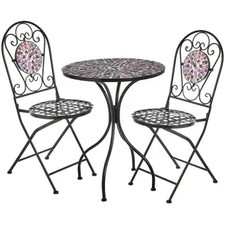 Set aus Tisch und 2 Stühlen aus Metall in Schwarz