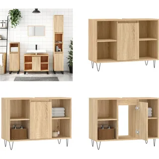 vidaXL Badschrank Sonoma Eiche 80x33x60 cm Holzwerkstoff - Badezimmerschrank - Badezimmerschränke - Schrank - Schrank Bad - Braun
