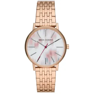 Armani Exchange Uhr für Damen, QuarzDreizeigerwerk, 36MM Rose Gold Edelstahlgehäuse mit einem Edelstahlarmband, AX5589