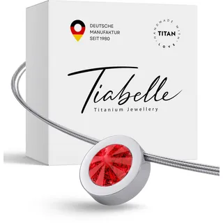 TIABELLE – Collier LARA aus Titan mit funkelndem Swarovski® Kristall – Silberfarbene Kette für Damen – allergenfrei & hautverträglich – Handmade in Germany (L=45cm | 15,9mm ø)