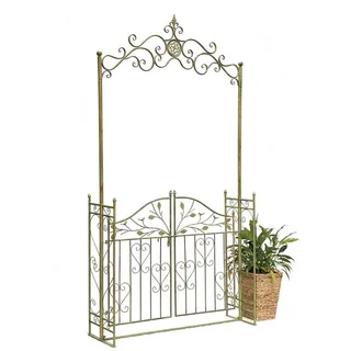 DanDiBo Rosenbogen mit Tür Wetterfest Metall Breite 130 cm Grün 93997 , 130x250x40 cm , Dekoration, Gartendeko