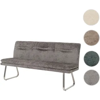 Sitzbank HWC-H70, Esszimmerbank Bank Polsterbank, Lehne Stoff/Textil Chenille Edelstahl gebürstet 18