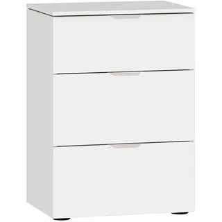 Jutzler Nachtkästchen , Weiß , Metall , 3 Schubladen , 45x65x43 cm , Typenauswahl , Schlafzimmer, Nachtkästchen