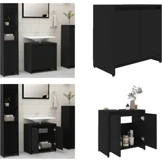 vidaXL Badezimmerschrank Schwarz 60x33x61 cm Holzwerkstoff - Badezimmerschrank - Badezimmerschränke - Schrank - Schränke - Schwarz
