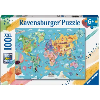 Ravensburger Weltkarte Puzzle 100 Teile für Kinder ab 6 Jahren