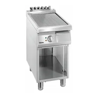 Bartscher Griddleplatte 700, B400, gerillt, Gerillte Griddleplatte mit offenem Unterbau, 1 Stück