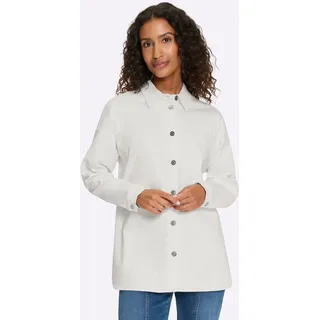 Jeansbluse HEINE, Damen, Gr. 42, ecru, 97% Baumwolle, 3% Elasthan, unifarben, V-Ausschnitt, Blusen Jeansbluse