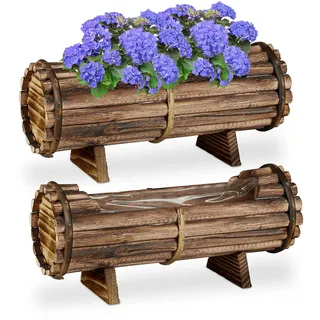 Relaxdays Blumenkasten 40 x 18 x 14 cm Braun