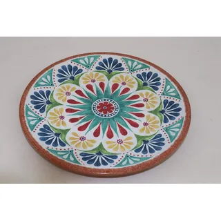 APS 84685 Teller „Arabesque“, Melamin Teller 26,5 cm Durchmesser, Höhe 2 cm, Innen Dekor: Spanisches Design, Außen Dekor: Terrakottaoptik