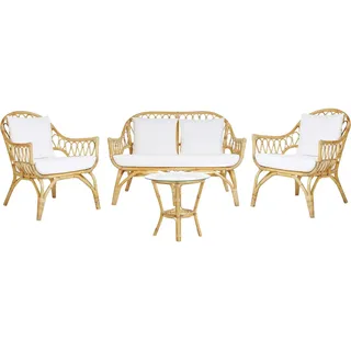 Beliani Lounge-Set 4-sitzer Rattan Beige Sibari - Naturmaterialen , Gartenmöbel, Gartengarnituren, Gartenmöbel-Sets