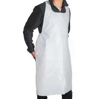 MT Products Einweg-Schürze, schwer, Kunststoff, 116,8 x 71,1 cm, 2 mm, zum Kochen und Basteln, Weiß