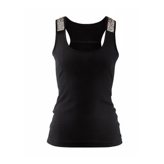 LASCANA LASCANA, Strandtop mit Pailetten, Glitzertop aus Baumwolle, festlich, schwarz,