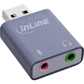InLine USB Audio Adapter mit Mikrofon- und Kopfhöreranschluss, Plug & Play, kompakt & kompatibel mit Windows, Mac, Android, 33051E
