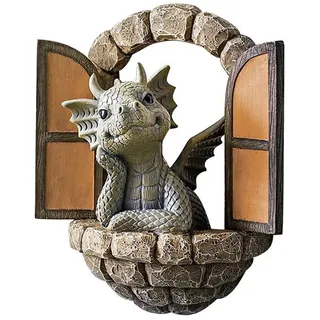 Youery Drachenskulptur Figuren für den Garten, Klein, Kunstharz Statue, Garten Ornament, Deko für Drachen, Statuen für Gartenwand