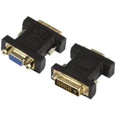 LogiLink AD0001 - DVI-Adapter, DVI-I (24+5 - Dual Link) Stecker zu VGA (HD15) Buchse, Auflösung Full HD bis zu 1080p (1920 x 1200), Schwarz
