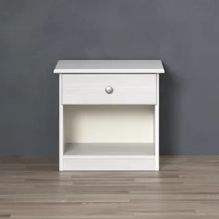 Home affaire Nachtkommode »Delsbo Nachtschrank Schrank Schlafzimmer Beistellschrank« Landhaus Design aus Kiefernholz, 1 Stk. tlg. Massivholz Nachttisch Weiß lackiert - Nachtkonsole (B/T/H) 44/34/41 cm, weiß