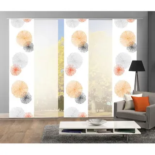 Flächenvorhang Rawlins, 5-Tlg. , Orange , Textil , Abstraktes , 60x245 cm , mit Beschwerungsstab, mit Paneelwagen, Seidenoptik, mit Metallabschlussleisten , Heimtextilien, Vorhänge, Flächenvorhänge
