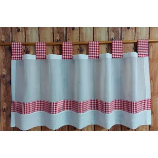 Scheibengardine mit Schlaufen Vichy Karo - versch. Höhen/Breiten - rot/weiss - 80 cm