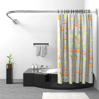 Misounda Duschvorhangstange L Form Bohren,Edelstahl Verstellbare Duschstange für Duschvorhang,Duschstange Ecke 120-120cm mit 24 Duschvorhangringe,Eckduschstange für Badezimmer Badewanne Umkleidekabine