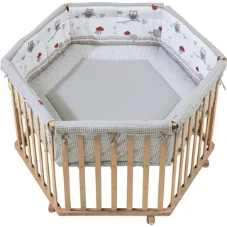 Laufgitter ROBA "Cosiplay Adam & Eule, natur, 6-eckig", Baby, beige (natur), Laufställe Laufgitter, mit Stoffeinlage und Nestchen