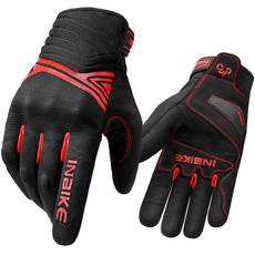 INBIKE Motorradhandschuhe Herren Damen Winter Warm Wasserdicht Winddicht mit Harter Schutz Motocross Motorrad Handschuhe Männer Schwarz/Rot XL IM902W