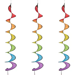 Relaxdays Windspiel, 3er Set, Regenbogen Windspirale, hängend, H x D: 137 x 24 cm, Deko-Windspiel Garten & Balkon, bunt
